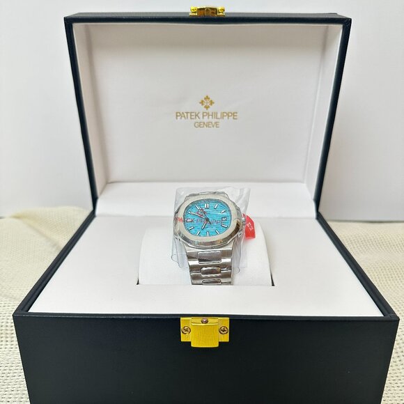 Patek Philippe & Tiffany Nautilus Stainless Steel Blue Dial Watch - Picture 1 of 7